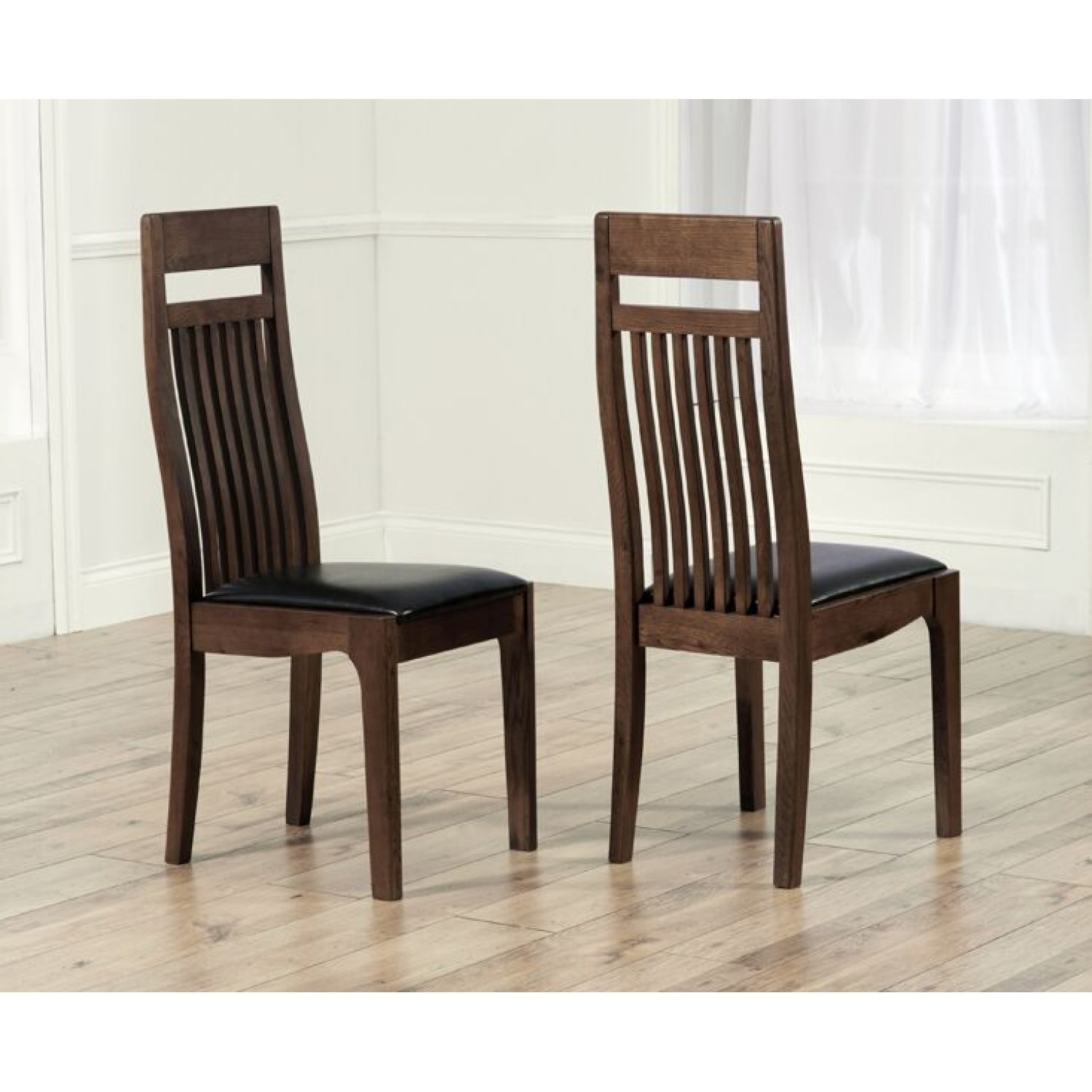 Monte Carlo Solid Dark Oak Brown Dining Chairs Pair Oak Furniture House