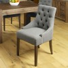 Mayan Walnut Furniture Upholstered Grey Fabric Dining Table Chair Pair CDR03F