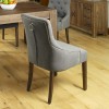 Mayan Walnut Furniture Upholstered Grey Fabric Dining Table Chair Pair CDR03F