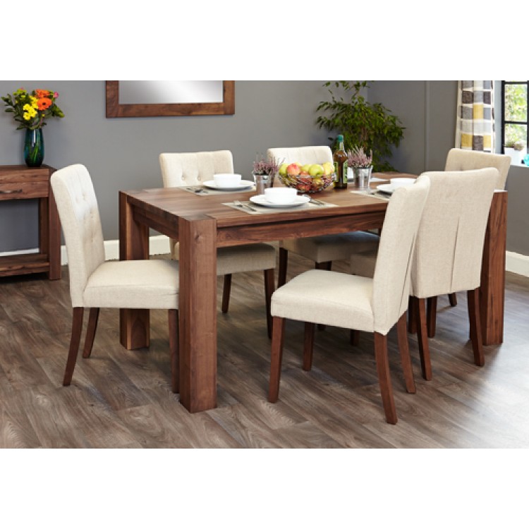 Mayan Walnut 8 Seater Dining Table Cream Dining Chair Set Oak Furniture House