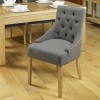 Mobel Oak Furniture Upholstered Grey Fabric Dining Table Chair Pair COR03F