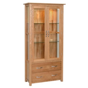 Divine True Oak Furniture 2 Door 2 Drawer Display Cabinet Divine True Oak Furniture 2 Door 2 Drawer Display Cabinet