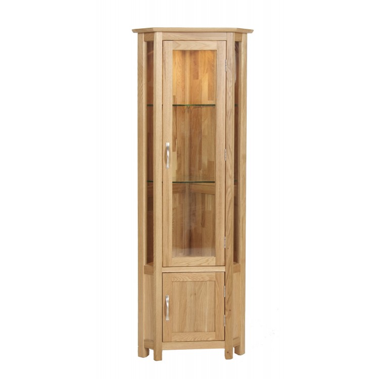 Divine True Oak Furniture Corner Display Cabinet
