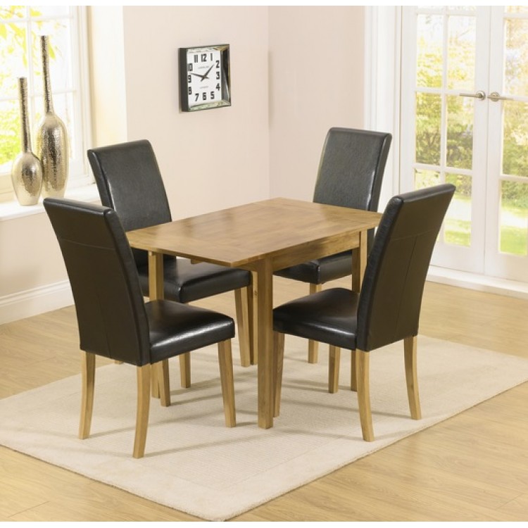 Promo Oak Furniture Rectangle Extending Table and 4 Black Chairs
