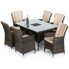 Maze Rattan Garden Furniture LA 6 Seater Brown Rectangular Ice Bucket Dining Set