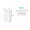 Birlea Woburn Oak Furniture 4 Drawer Narrow Chest WOB4NCHOAK