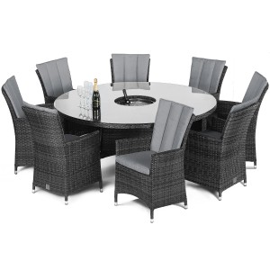 Maze Rattan Garden Furniture LA Grey 8 Seat Round Ice Bucket Dining Set with Lazy Susan Maze Rattan Garden Furniture LA Grey 8 Seat Round Ice Bucket Dining Set with Lazy Susan