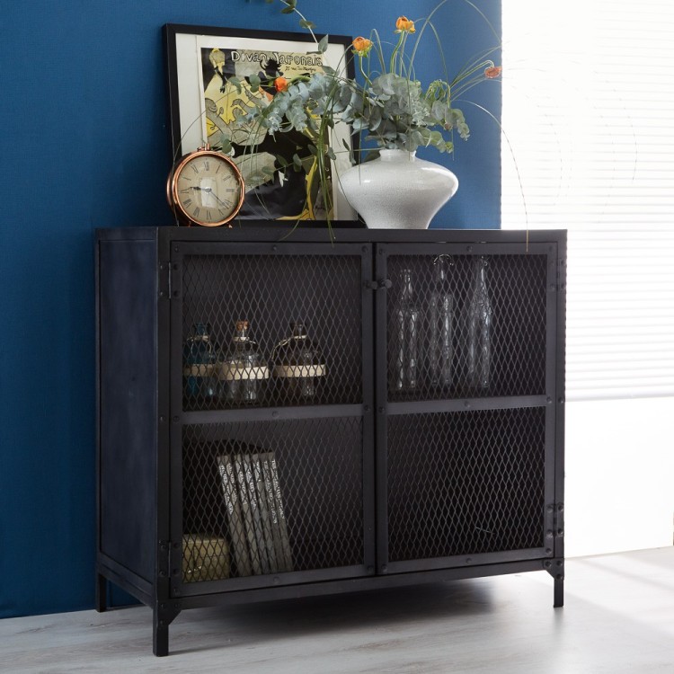 Metalica Industrial Furniture Small Sideboard with Doors Metalica Industrial Furniture Small Sideboard with Doors
