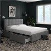 Rose Furniture Grey Linen Upholstered Double Bed with Storage