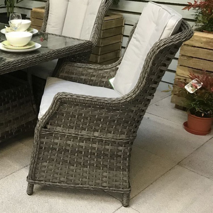Signature Weave Garden Furniture Victoria Grey High Back Dining Chair Pair