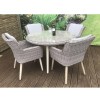 Signature Weave Garden Furniture Danielle Grey Round 120cm Dining Table with 4 Chairs