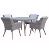 Signature Weave Garden Furniture Danielle Grey Round 120cm Dining Table with 4 Chairs