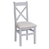 Tenby Grey Painted Furniture Cross Back Chair With Fabric Seat Pair