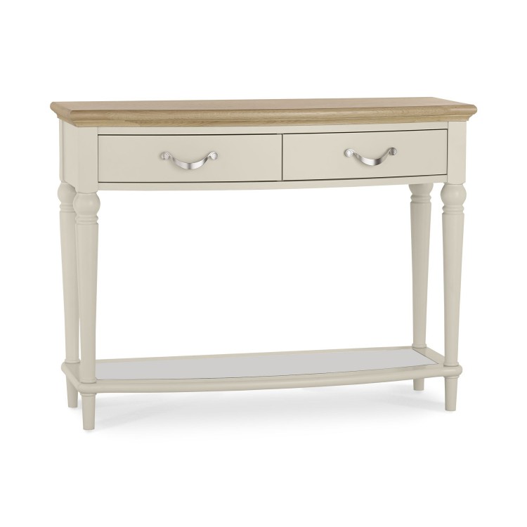 Montreux Pale Oak & Antique White Furniture 2 Drawer Console Table