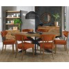 Bentley Designs Ellipse Rustic Oak Upholstered Chair in Rust Velvet Fabric (Pair)