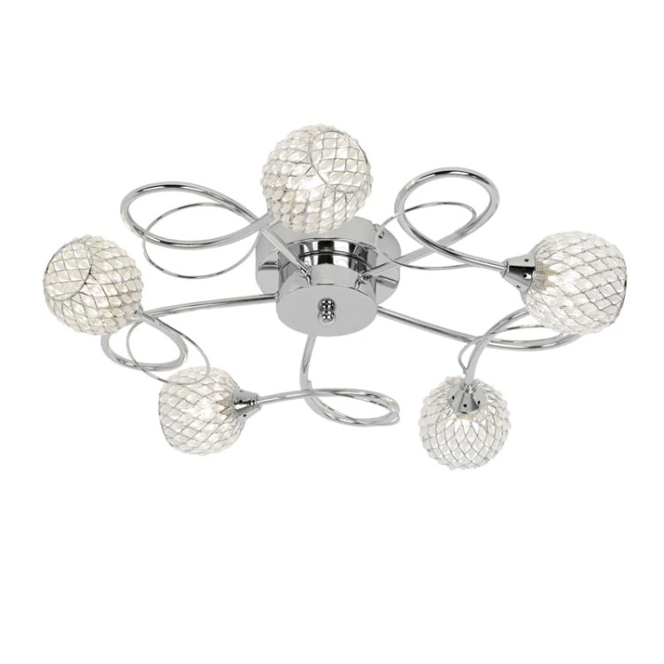 Regency Designs Aherne Large Chrome 5 Ceiling Lamp Light