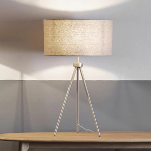 Regency Designs Tripod Grey Linen Shade and Matt Nickel Table Lamp Regency Designs Tripod Grey Linen Shade and Matt Nickel Table Lamp