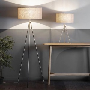 Regency Designs Tripod Grey Linen Shade and Matt Nickel Floor Lamp Regency Designs Tripod Grey Linen Shade and Matt Nickel Floor Lamp