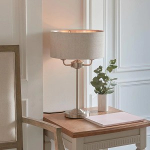 Regency Designs Highclere Natural Linen Shade and Chrome 3 Light Table Lamp Regency Designs Highclere Natural Linen Shade and Chrome 3 Light Table Lamp