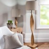 Regency Designs Abia Natural Linen Shade and Oak Effect Table Lamp
