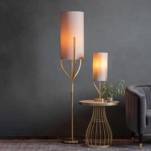 Regency Designs Fraser Natural and Brushed Gold Finish Floor Lamp Regency Designs Fraser Natural and Brushed Gold Finish Floor Lamp