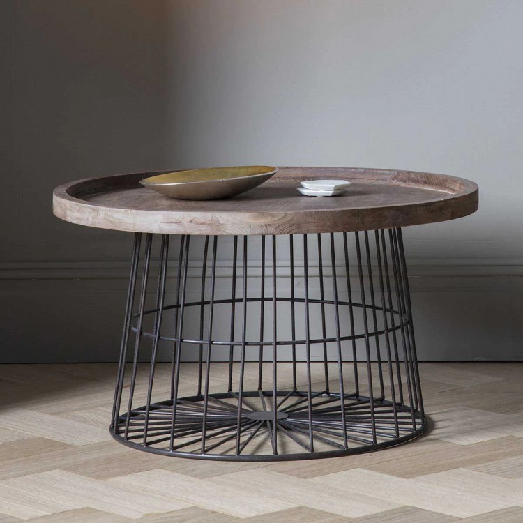 Menziesa Furniture Round Grey Metal Coffee Table