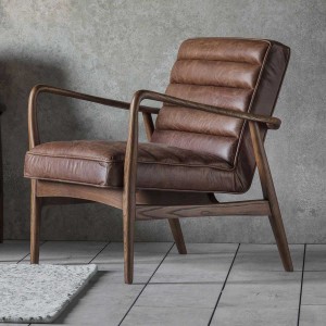 Datsun Furniture Vintage Brown Leather Armchair