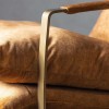 Fabien Ochre Velvet Upholstered Lounger Armchair with Brass Matt Metal Frame