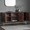 Tate Brass and Acacia Wood Geometric Designed 3 door Sideboard