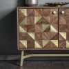 Tate Brass and Acacia Wood Geometric Designed 3 door Sideboard