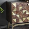 Tate Brass and Acacia Wood Geometric Designed 3 door Sideboard