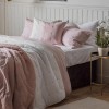 White and Blush Cotton Stitched Bedspread