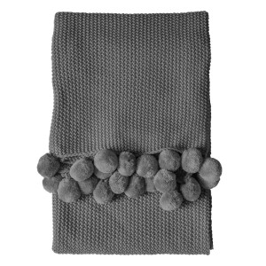 Regency Design Moss Grey Stitched Pom Pom Throw Regency Design Moss Grey Stitched Pom Pom Throw