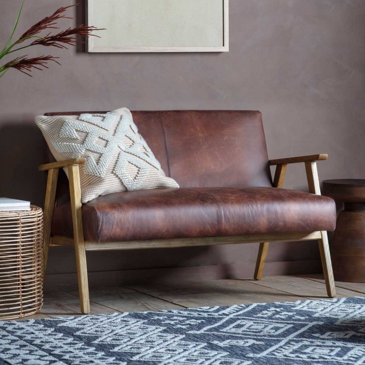 Neyland Furniture Vintage Brown Leather 2 Seater Sofa