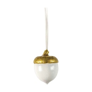 Acorn Set of 9 White and Gold Baubles Christmas Tree Decoration Acorn Set of 9 White and Gold Baubles Christmas Tree Decoration