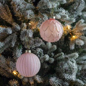 Blush Pink Glitter Band Assorted Baubles Christmas Tree Decoration Set of 18 Blush Pink Glitter Band Assorted Baubles Christmas Tree Decoration Set of 18