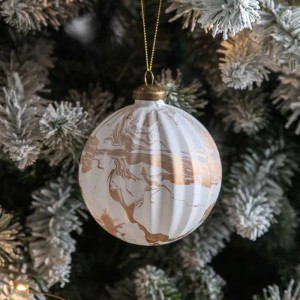 Tula Set of 9 White and Bronze Marbled Baubles Christmas Tree Decoration Tula Set of 9 White and Bronze Marbled Baubles Christmas Tree Decoration