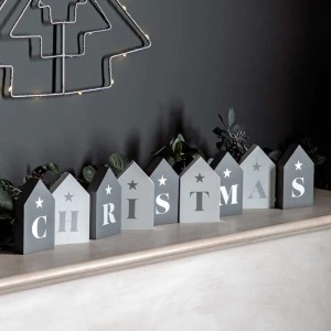 Christmas Grey & White Blocks Set of 9