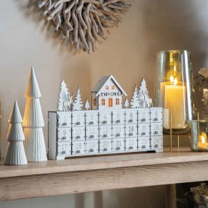 Decorative White Advent Calendar with LED