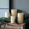 Rustic Set of 2 Ivory Small Round Pillar Candle