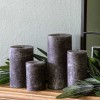 Rustic Set of 2 Slate Grey Small Round Pillar Candle