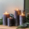 Rustic Set of 2 Slate Grey Large Round Pillar Candle