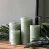 Rustic Set of 2 Sage Green Large Round Pillar Candle