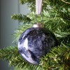 Marbled Set of 18 Black Small Round Baubles Christmas Tree Decoration