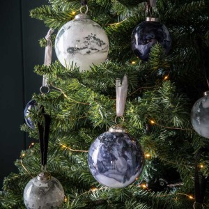 Marbled Set of 18 Black Small Round Baubles Christmas Tree Decoration Marbled Set of 18 Black Small Round Baubles Christmas Tree Decoration