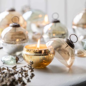 Bauble Set Of 2 Gold Lustre Small Round Votive Candle Bauble Set Of 2 Gold Lustre Small Round Votive Candle