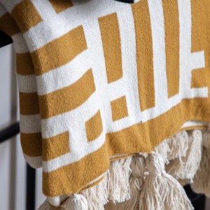 Regency Design Merton Ochre Yellow Cotton Knitted Tassel Throw Regency Design Merton Ochre Yellow Cotton Knitted Tassel Throw