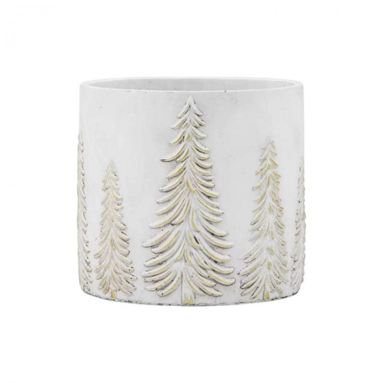 Christmas White and Gold Forest Medium Flower Vase