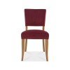 Bentley Designs Indus Rustic Oak 4 Seater Circular Dining Table & 4 Rustic Oak Upholstered Chairs in Crimson Velvet Fabric