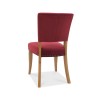 Bentley Designs Indus Rustic Oak 4 Seater Circular Dining Table & 4 Rustic Oak Upholstered Chairs in Crimson Velvet Fabric